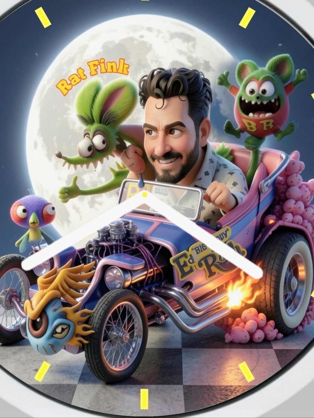 Ed Roth Rat Fink Flying Eye RugRat And Super Fly Art Design Clock - Picture 2 of 5